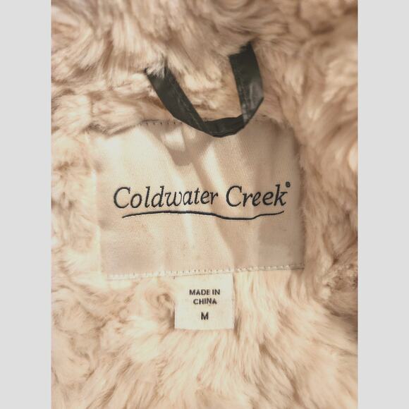 Coldwater Creek Women's Medium Gray Puffer Jacket Sherpa Lined Hood & Interior - Picture 3 of 6